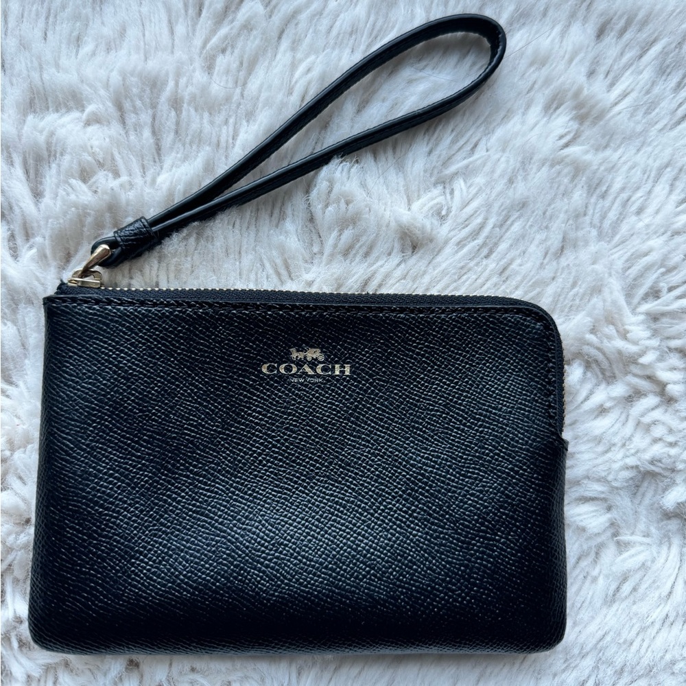 Coach wristlet with corner zip